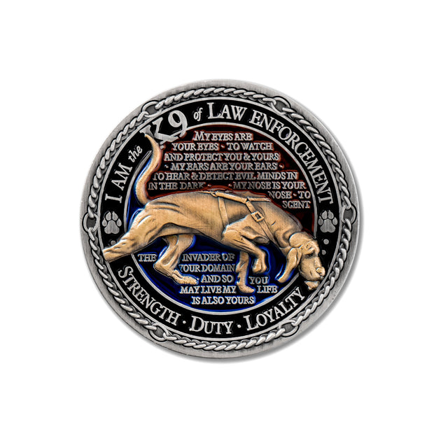 Law Enforcement K9 Canine Challenge Coin - Bloodhound Double Coin Tin Box Set