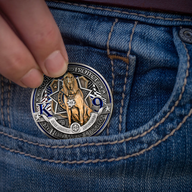 Law Enforcement K9 Canine Challenge Coin - Bloodhound Double Coin Tin Box Set