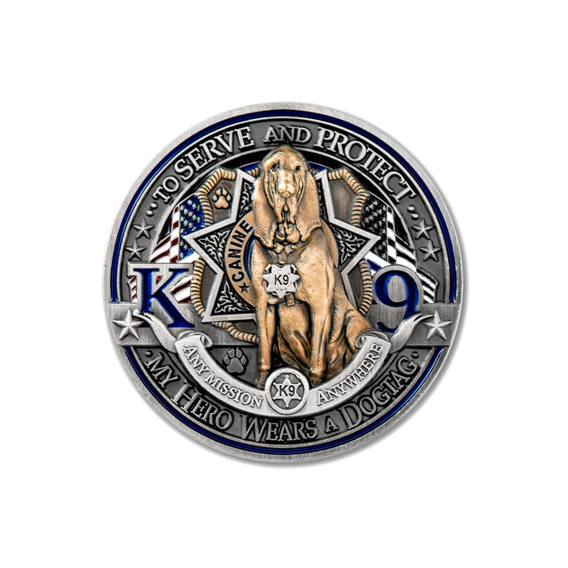 Law Enforcement K9 Canine Challenge Coin - Bloodhound Double Coin Tin Box Set