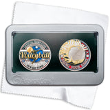 Sports Volleyball - Official Game Challenge Coin Double Tin Set and Bonus Polishing Cloth