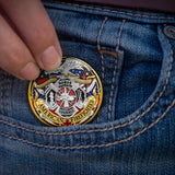 American Firefighter FIRST IN LAST OUT Challenge Coin