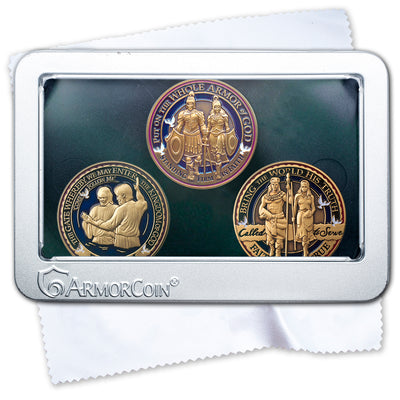 Armor of God Coin and Missionary Coin and Baptism Coin set