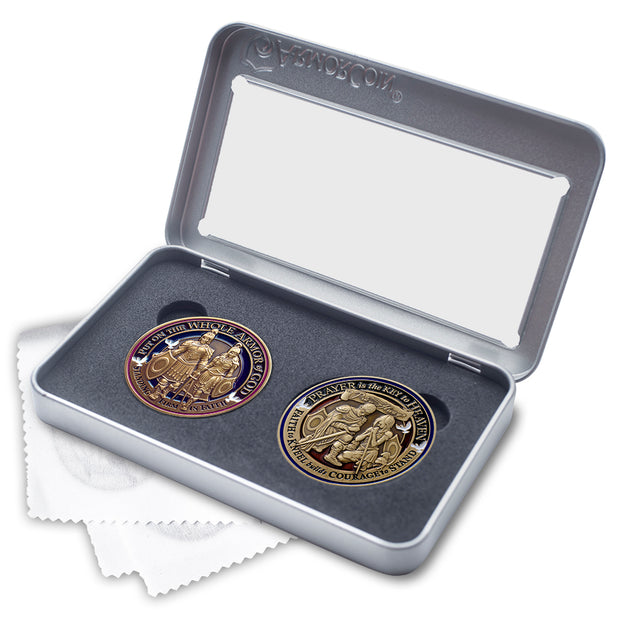 Armor of God and Prayer Challenge Coin set