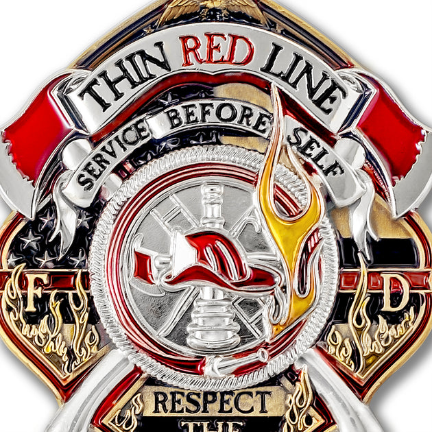 Thin Red Line Fire Fighter Challenge Coin · FireFighter Skull Coin