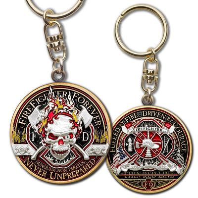 Thin Red Line Fire Fighter Forever Key Chain · FireFighter Skull Keytag