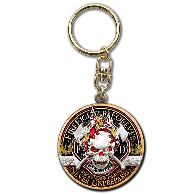Thin Red Line Fire Fighter Forever Key Chain · FireFighter Skull Keytag