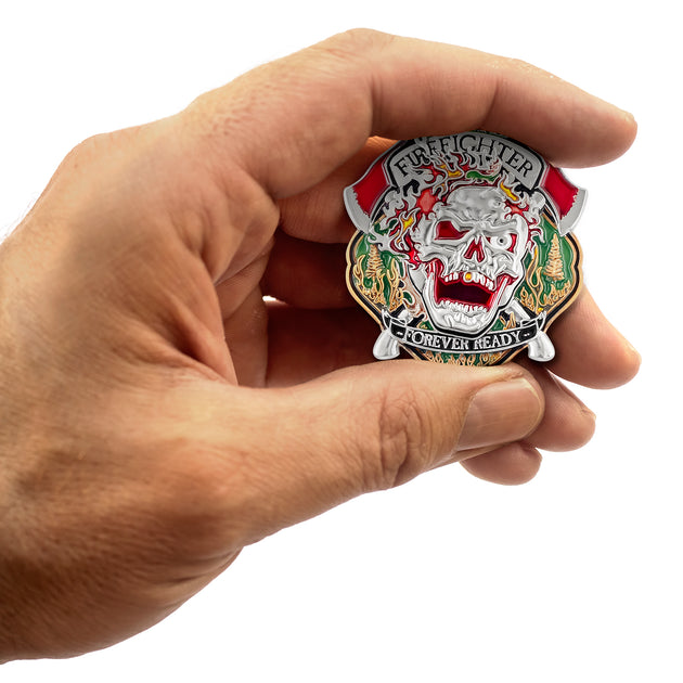 Wildland Fire Fighter Skull Challenge Coin · FireFighter Skull Coin