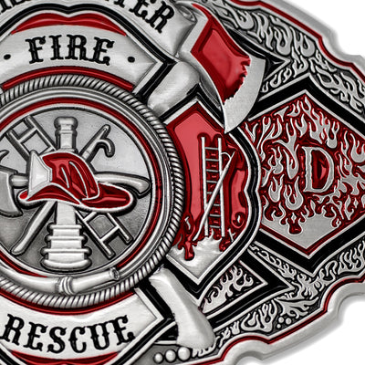 Firefighter Maltese Cross Oval Belt Buckle