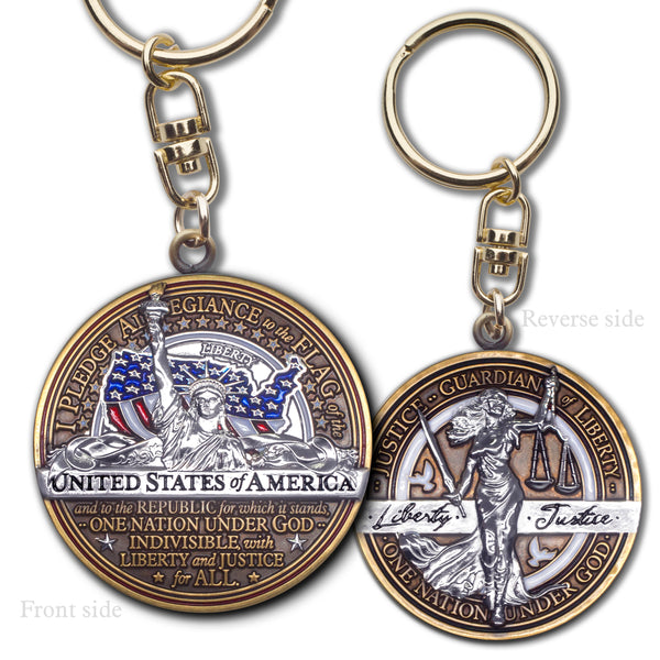 Pledge Allegiance Liberty and Justice Key Chains Armor Coin