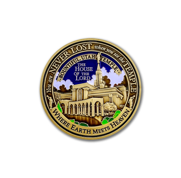 Temple Bountiful Utah LDS Medallions in Deluxe Display Tin Box - 2 coin set with bonus polishing cloth