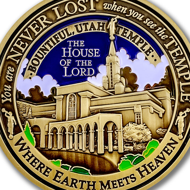 Temple Bountiful Utah LDS Medallions in Deluxe Display Tin Box - 2 coin set with bonus polishing cloth