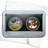 Temple Bountiful Utah LDS Medallions in Deluxe Display Tin Box - 2 coin set with bonus polishing cloth