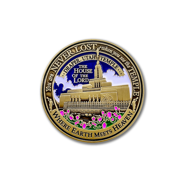 Temple Draper Utah LDS Medallions in Deluxe Display Tin Box - 2 coin set with bonus polishing cloth