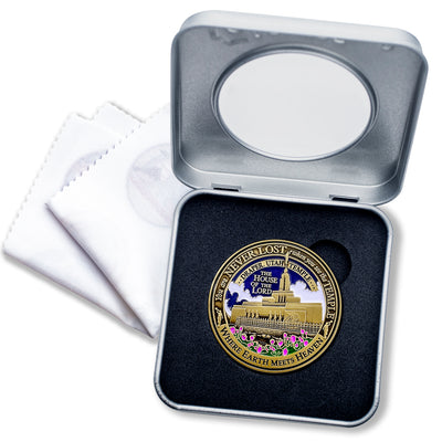 Temple Draper Utah LDS Medallion in Presentation Box with bonus polishing cloth
