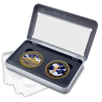 Temple Draper Utah LDS Medallions in Deluxe Display Tin Box - 2 coin set with bonus polishing cloth