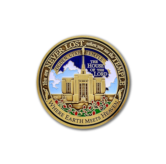 Temple Ogden Utah LDS Medallions in Deluxe Display Tin Box - 2 coin set with bonus polishing cloth