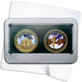 Temple Ogden Utah LDS Medallions in Deluxe Display Tin Box - 2 coin set with bonus polishing cloth