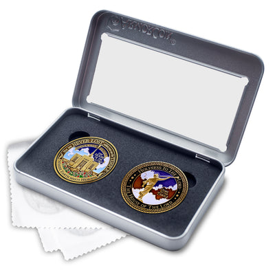 Temple Ogden Utah LDS Medallions in Deluxe Display Tin Box - 2 coin set with bonus polishing cloth