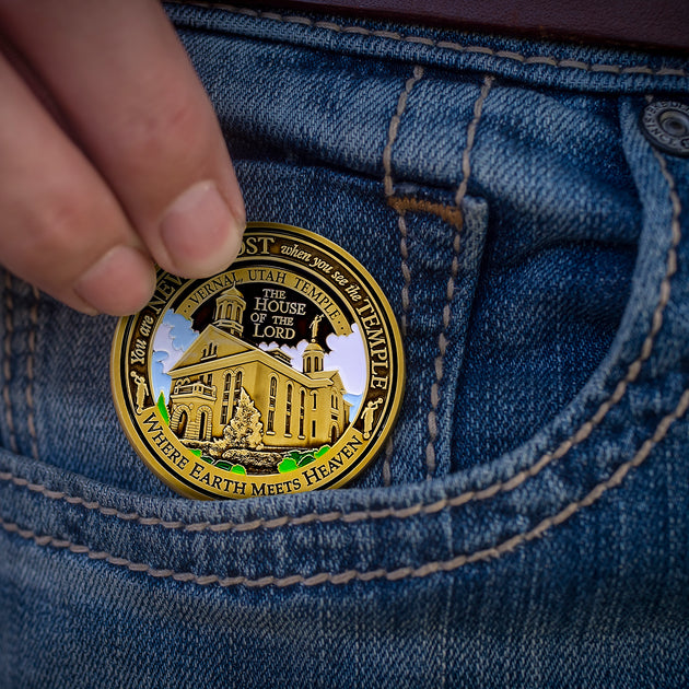 Temple Vernal Utah LDS Medallions in Deluxe Display Tin Box - 2 coin set with bonus polishing cloth