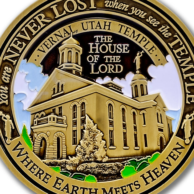 Temple Vernal Utah LDS Medallions in Deluxe Display Tin Box - 2 coin set with bonus polishing cloth