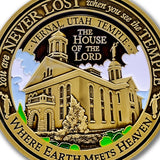 Temple Vernal Utah LDS Medallions in Deluxe Display Tin Box - 2 coin set with bonus polishing cloth