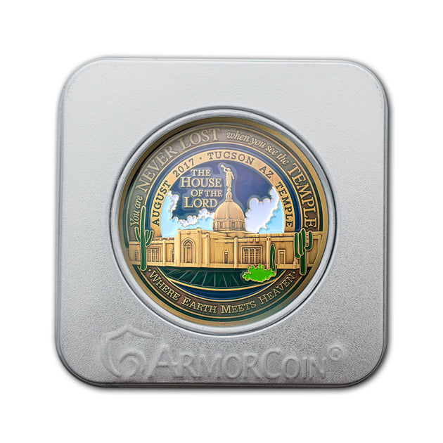 Tucson AZ Temple Gift Medallion Tin Box