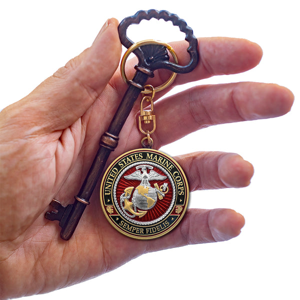 U.S. Army Strong Keychain Key Ring Military USA Medal Emblem