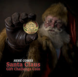 Santa Claus Christmas Challenge Coins 5 pcs  – 1.5 inch "Here Comes Santa” – “Always Believe” Message – Stocking Stuffer or Collector’s Keepsakes (5 Pack Edition)