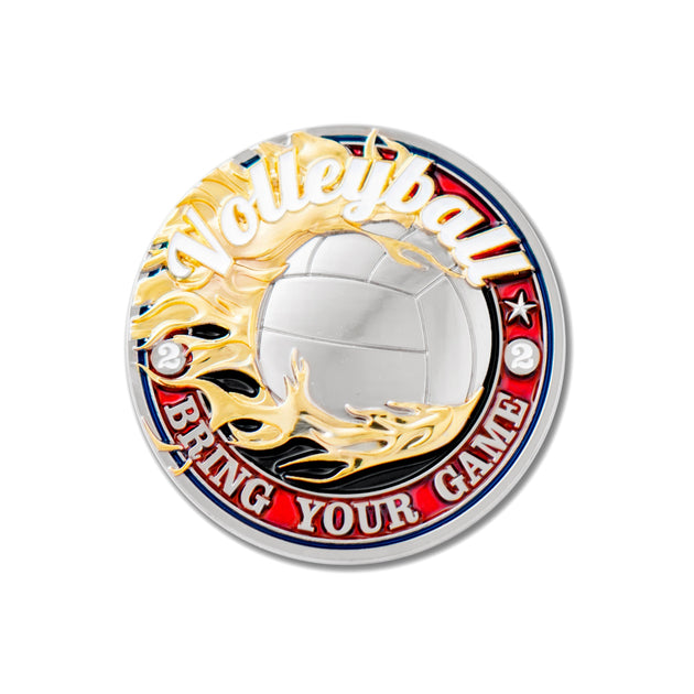 Sports Volleyball - Official Game Challenge Coin Double Tin Set and Bonus Polishing Cloth