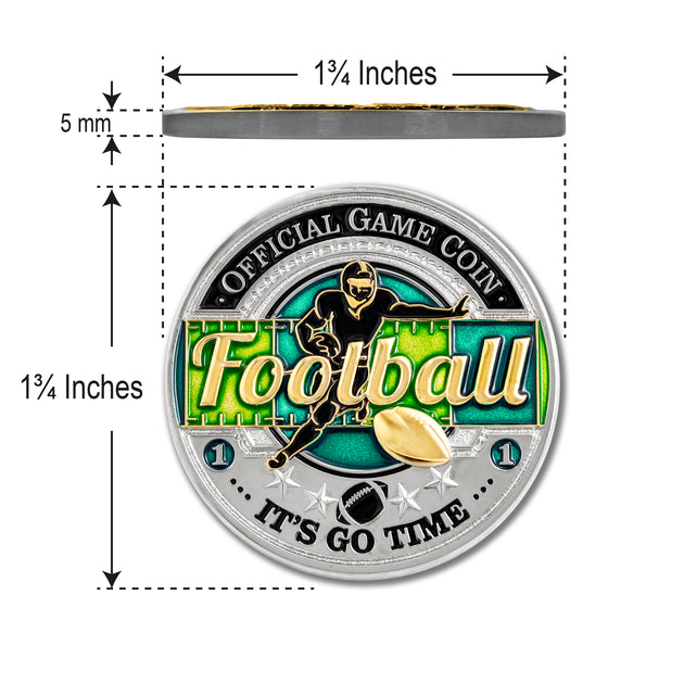 Sports Football Official Game Challenge Coin with Gift Tin Box and Bonus Polishing Cloth