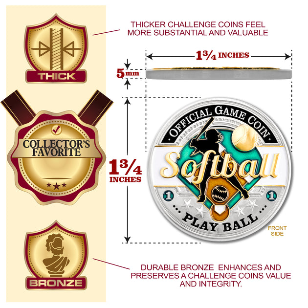 Sports Softball Official Game Challenge Coin