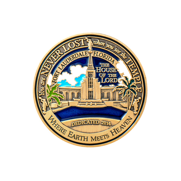 Fort Lauderdale LDS Temple Medallion - You Are Never Lost When You See the Temple Solid Bronze Collectible