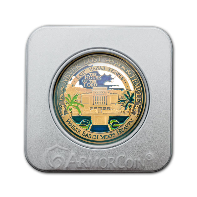 Lāʻie Hawaii LDS Temple Medallion - Tin Gift Box