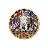 American Firefighter FIRST IN LAST OUT Challenge Coin