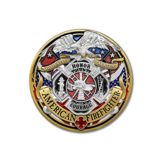 American Firefighter FIRST IN LAST OUT Challenge Coin