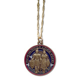 Armor of God round bronze pendant on chain