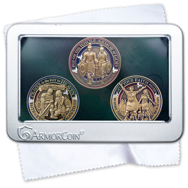 Armor of God and Prayer and Faith Challenge Coin set