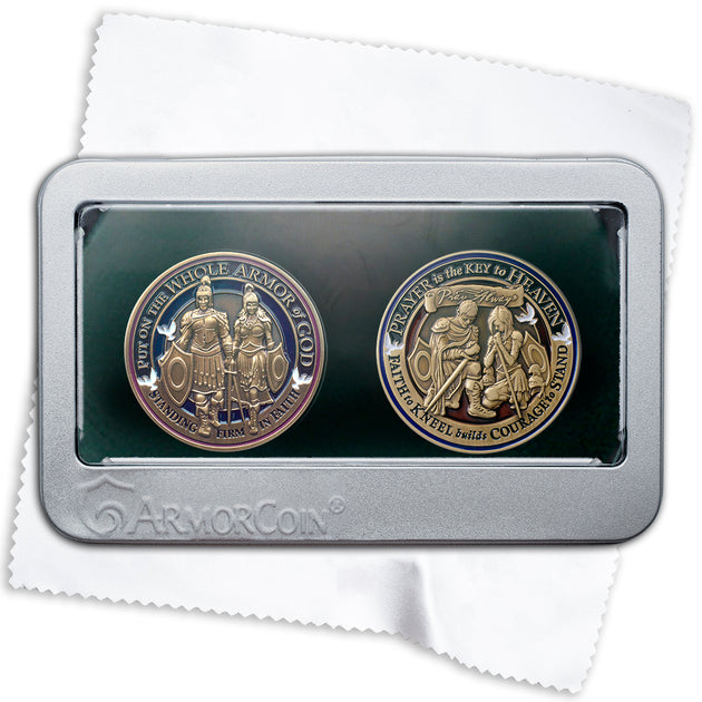 Armor of God Coin and Prayer Coin Gift Set