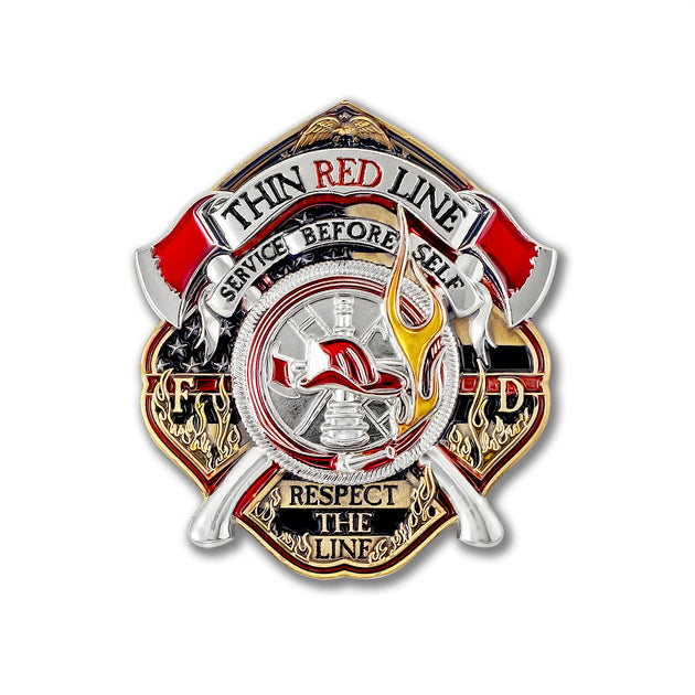Thin Red Line Fire Fighter Challenge Coin · FireFighter Skull Coin