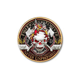 Thin Red Line Fire Fighter Forever Challenge Coin · FireFighter Skull Coin