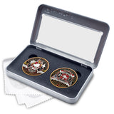 Thin Red Line Firefighter Forever Coins Deluxe Display Tin Box - 2 coin set with bonus polishing cloth