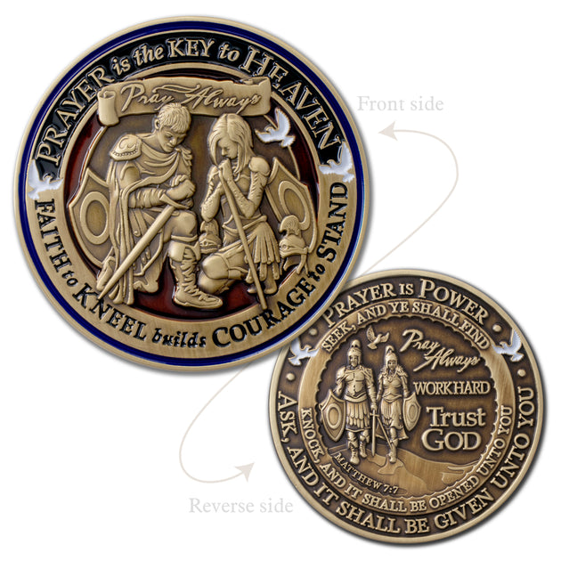 Prayer is Power antique bronze coin