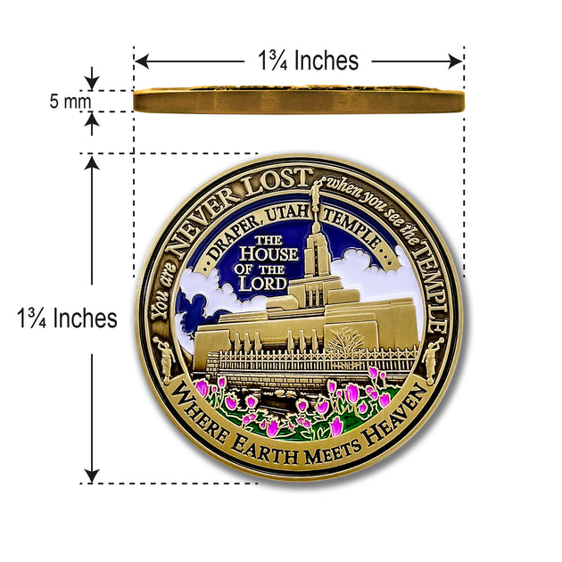 Temple Draper Utah LDS Medallions in Deluxe Display Tin Box - 2 coin set with bonus polishing cloth
