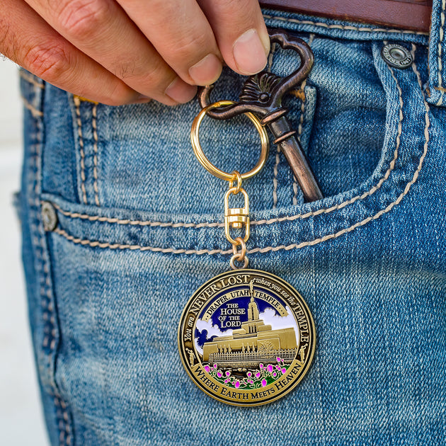 Temple Draper Utah LDS Medallion Gift Key Chain