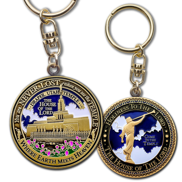 Temple Draper Utah LDS Medallion Gift Key Chain