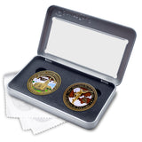 Temple Red Cliffs Utah LDS Medallions in Deluxe Display Tin Box - 2 coin set with bonus polishing cloth