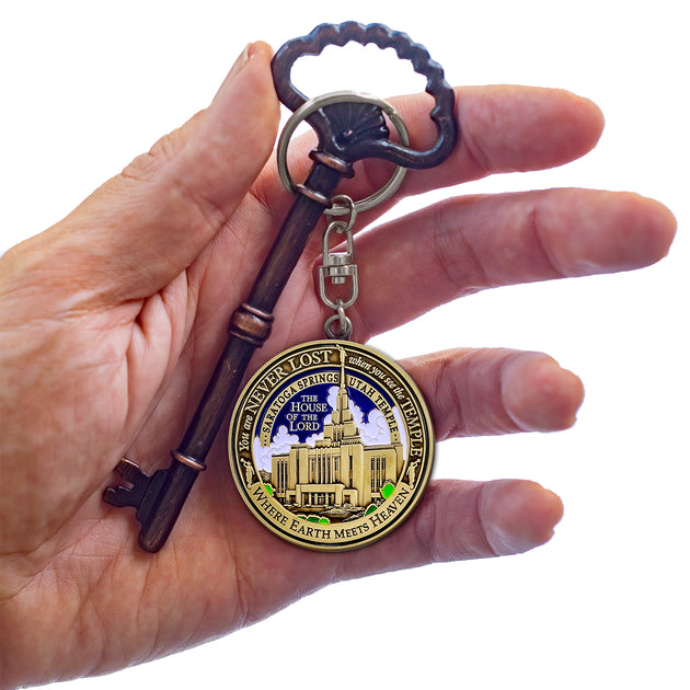 Temple Saratoga Springs Utah LDS Medallion Gift Key Chain