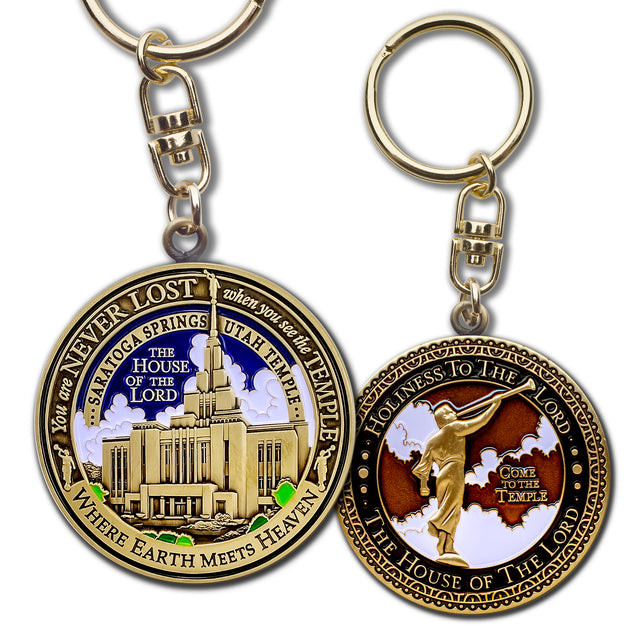 Temple Saratoga Springs Utah LDS Medallion Gift Key Chain