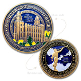Temple Salt Lake LDS AND Manti Utah LDS Medallions in Deluxe Display Tin Box - 2 coin set with bonus polishing cloth