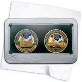 Salt Lake and Idaho Falls Temples two medallion gift set